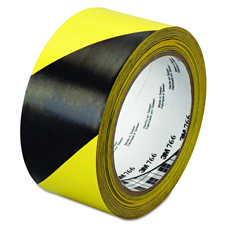 766 Hazard Marking Vinyl Tape, 2" x 36 yds, Black/Yellow