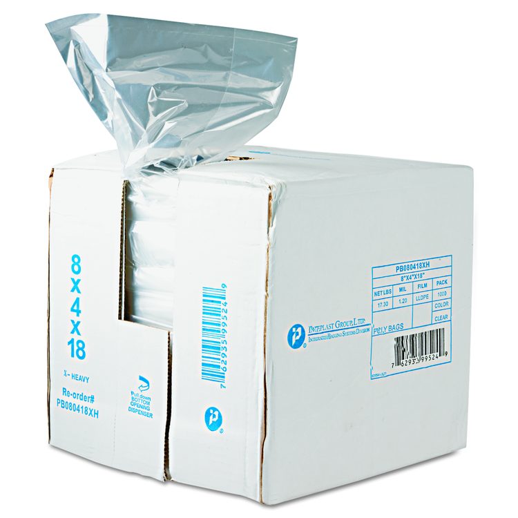 Food Bags, 2 gal, 0.68 mil, 8" x 4" x 18", Clear, 1,000/Carton