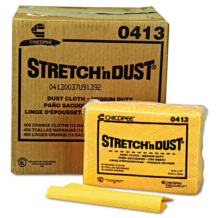 Stretch 'n Dust Cloths, 12.6 x 17, Yellow, 40/Pack, 10 Packs/Carton