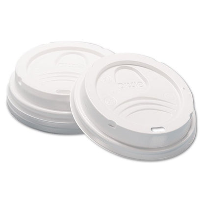 Dome Hot Drink Lids, WiseSize, Fits 8 oz Hot Cups, Plastic, White, 100/Sleeve, 10 Sleeves/Carton