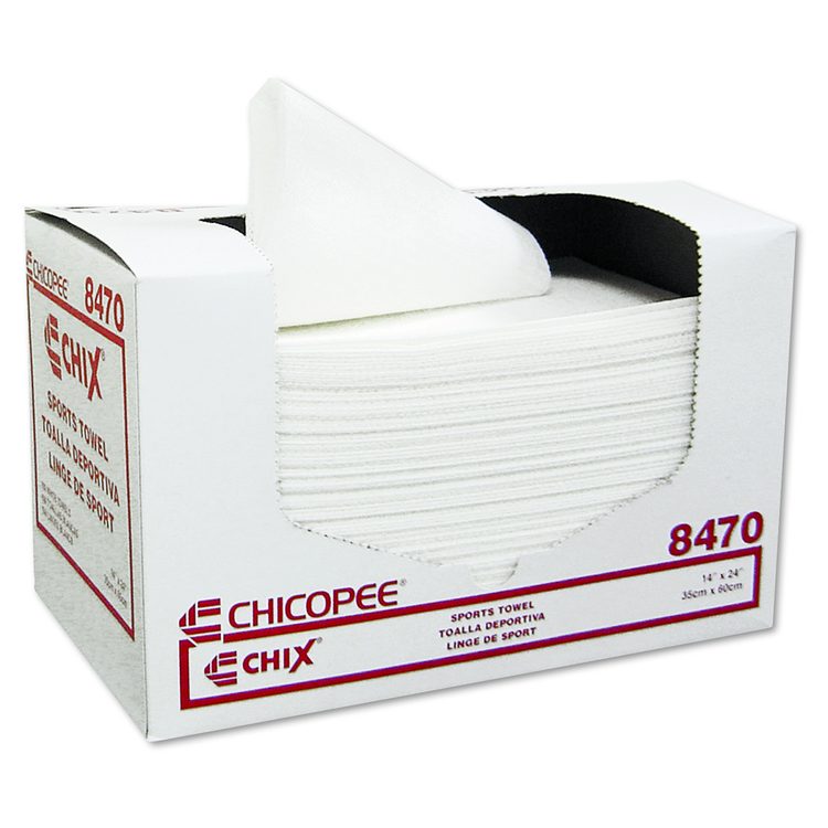 Sports Towels, 14 x 24, White, 100 Towels/Pack, 6 Packs/Carton