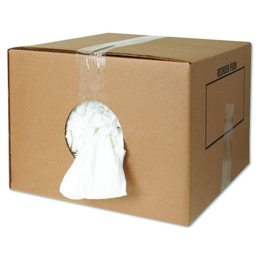 New Bleached White T-Shirt Rags, 25 Pounds/Bag