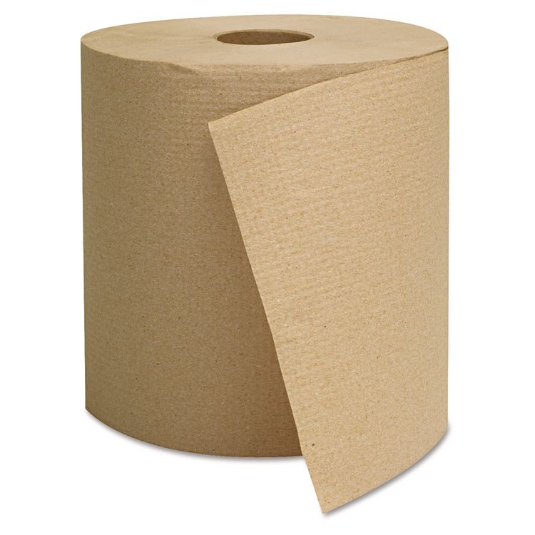 Hardwound Roll Towels, 1-Ply, 8" x 800 ft, Brown, 6 Rolls/Carton