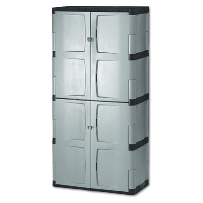 Double-Door Storage Cabinet - Base/Top, 36w x 18d x 72h, Gray/Black
