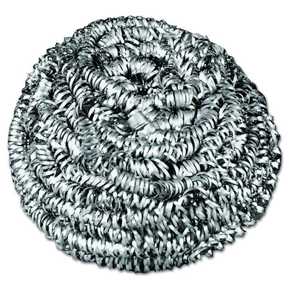 Stainless Steel Scrubber, Medium Size, Steel Gray, 72/Carton