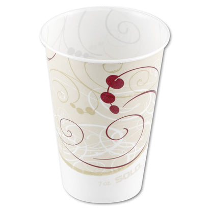 Symphony Design Wax-Coated Paper Cold Cups, ProPlanet Seal, 7 oz, Beige/White/Red, 100/Sleeve, 20 Sleeves/Carton