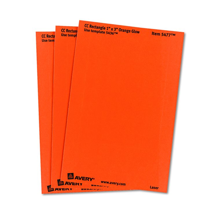 Printable Self-Adhesive Removable Color-Coding Labels, 1 x 3, Neon Orange, 5/Sheet, 40 Sheets/Pack, (5477)