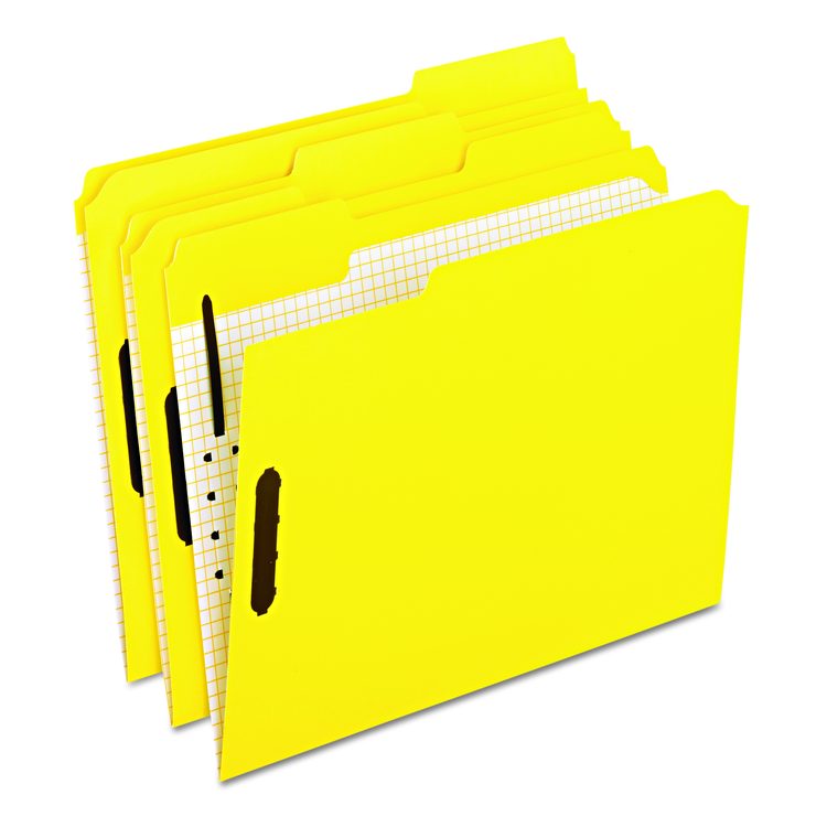 Colored Classification Folders, 1/3-Cut Tab: Assorted, 2 Embossed Fasteners, Letter Size, Yellow, 50/Box