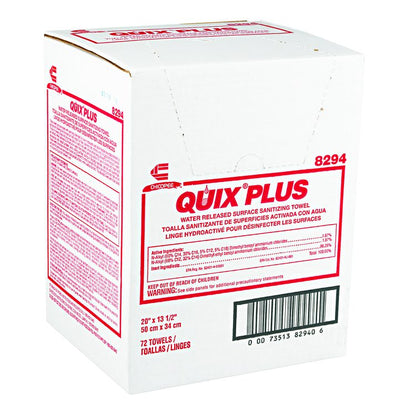 Quix Plus Cleaning and Sanitizing Towels, 13.5 x 20, Pink, 72/Carton