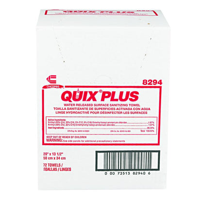 Quix Plus Cleaning and Sanitizing Towels, 13.5 x 20, Pink, 72/Carton