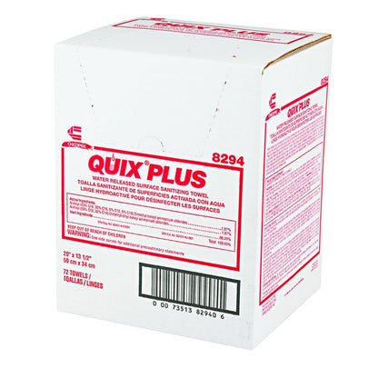 Quix Plus Cleaning and Sanitizing Towels, 13.5 x 20, Pink, 72/Carton