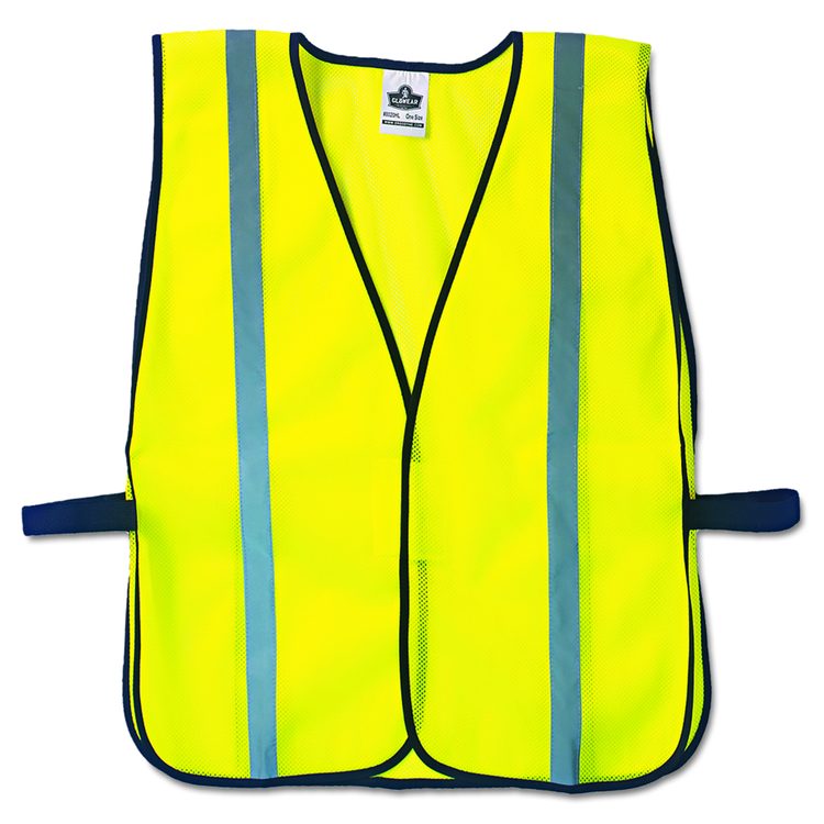 GloWear 8020HL Safety Vest, Polyester Mesh, Hook Closure, One Size Fit All, Lime