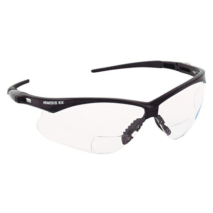 Nemesis Readers Safety Glasses, 1.0+ Diopter, Black Half Frame, Clear Dual Lens