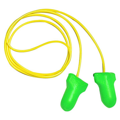 MAXIMUM Lite Single-Use Earplugs, Corded, 30 dB NRR, One Size Fits Most, Green Bell/T-Shaped Plugs, 100/Box