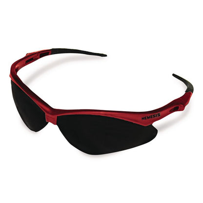 Nemesis Safety Glasses, Red Half Frame, Smoke Dual Lens