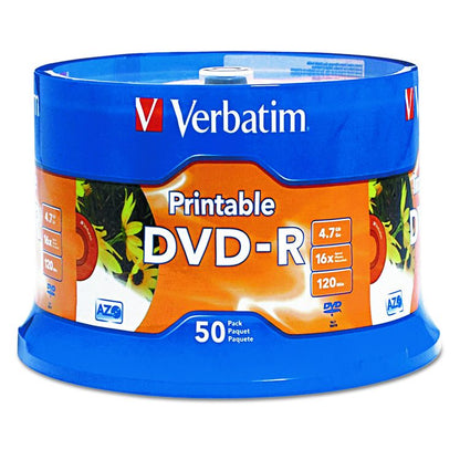 DVD-R Recordable Disc, 4.7 GB, 16x, Spindle, White, 50/Pack