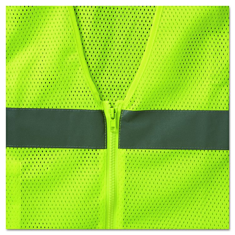 GloWear 8210Z Class 2 Economy Vest, Polyester Mesh, Large to X-Large, Lime