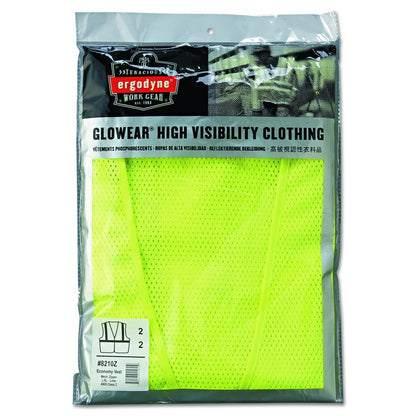 GloWear 8210Z Class 2 Economy Vest, Polyester Mesh, Large to X-Large, Lime