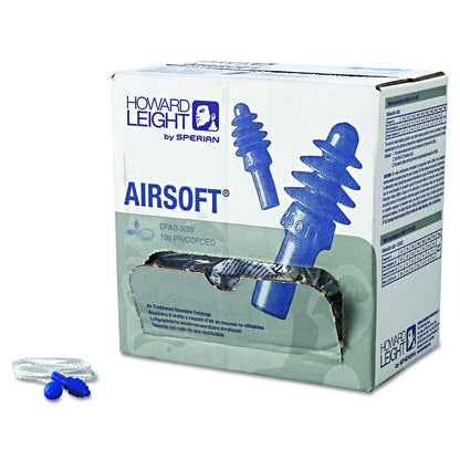 AirSoft Multiple-Use Corded Earplugs, White Cord, 27 dB NRR, One Size Fits Most, Blue 4-Flange Plugs, 100/Box