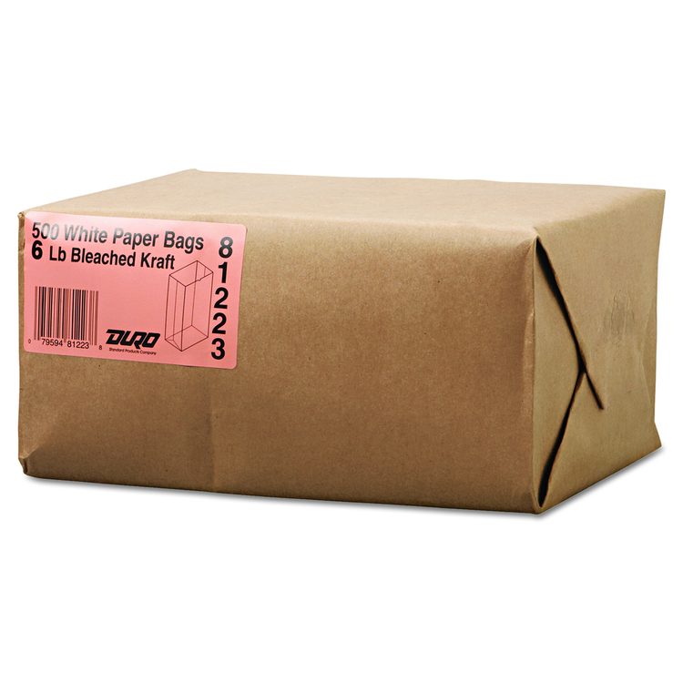 Grocery Paper Bags, 6# Size, 35# Basis Weight, 5.88" x 3.63" x 11", White, 500/Bundle