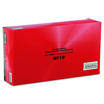 QF10 Interfolded Dry Wax Deli Paper, 10 x 10.25, White,  500/Box, 12 Boxes/Carton