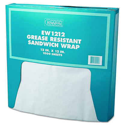 Grease-Resistant Paper Wraps and Liners, 12 x 12, White, 1,000/Box, 5 Boxes/Carton