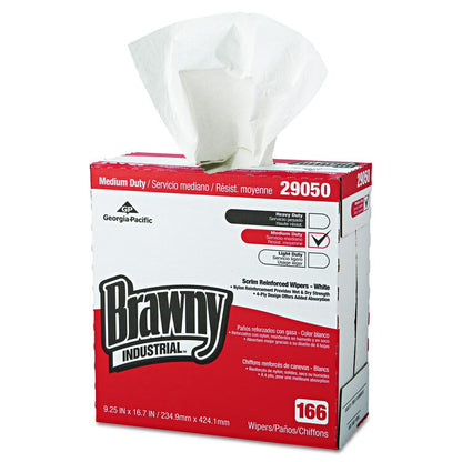 Medium Duty Scrim Reinforced Wipers, 4-Ply, 9.25 x 16.69, Unscented, White, 166/Box, 5 Boxes/Carton