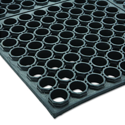 Safewalk Heavy-Duty Anti-Fatigue Drainage Mat, 0.88" Thick, 36" x 60", Black Raised Rib Perforated Surface