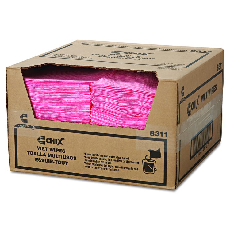 Wet Wipes, Stripe Design, 11.5 x 24, White/Pink, 200/Carton