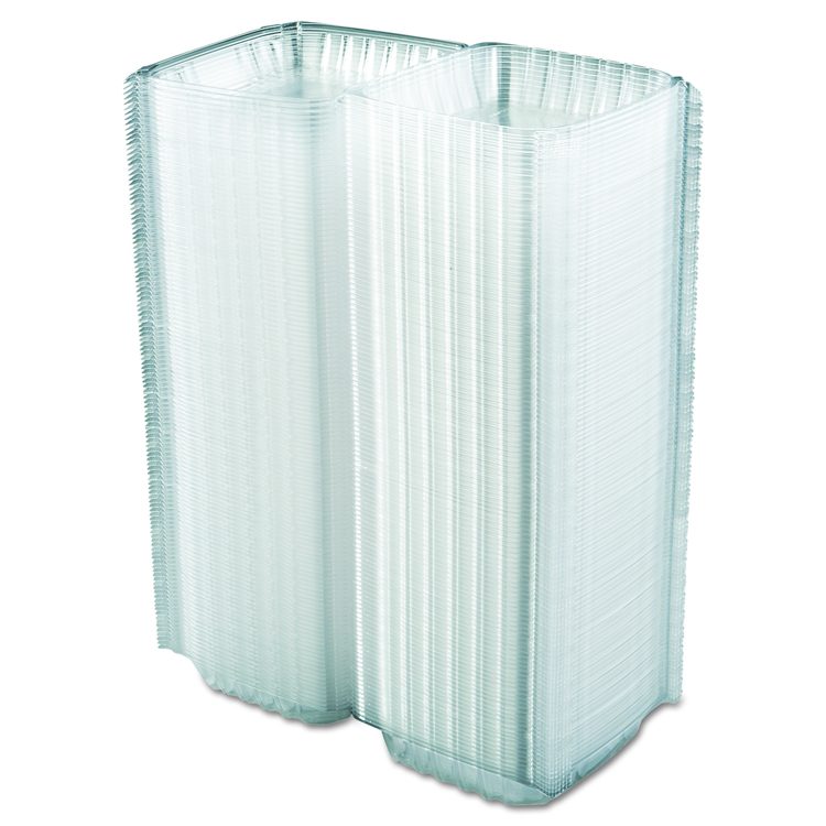 ClearSeal Hinged-Lid Plastic Containers, 8.3 x 8.3 x 3, Clear, Plastic, 250/Carton