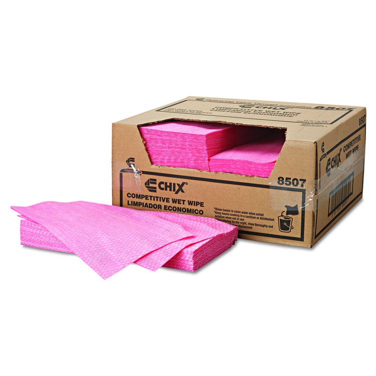 Wet Wipes, Diamond-Pattern Design, 11.5 x 24, White/Pink, 200/Carton