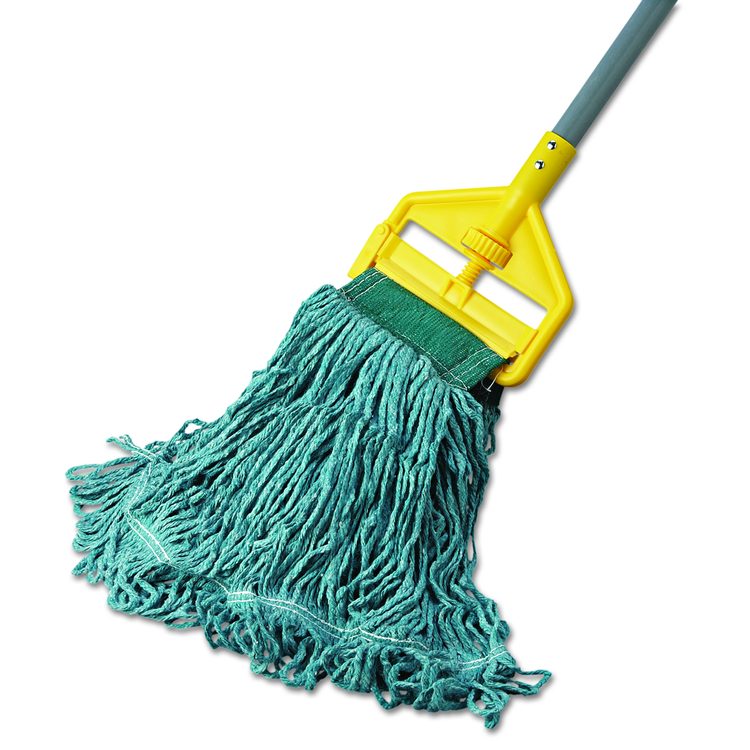 Super Stitch Blend Mop Head, Cotton/Synthetic, Medium,  Green, 6/Carton