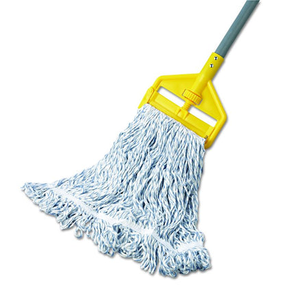 Web Foot Premium Finish Mop Head, White, Med, Cotton/Synthetic, 1". White Headband, 6/Carton