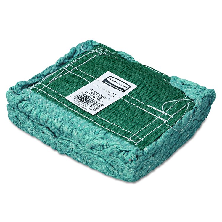 Super Stitch Blend Mop Head, Cotton/Synthetic, Medium,  Green, 6/Carton