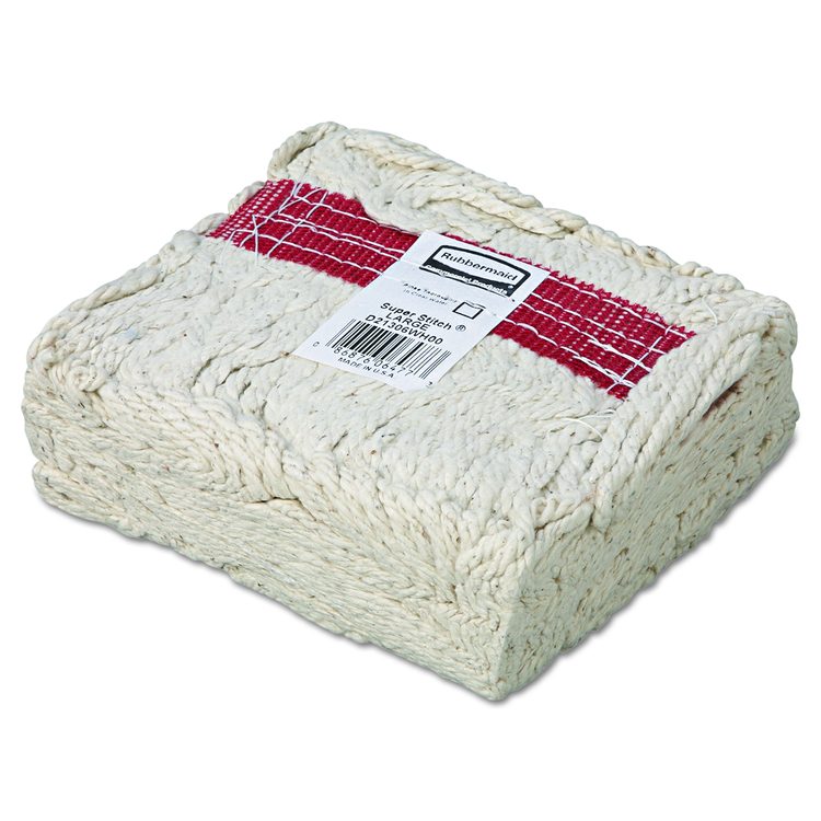 Super Stitch Blend Mop Head,  Cotton/Synthetic, Large, White, 6/Carton