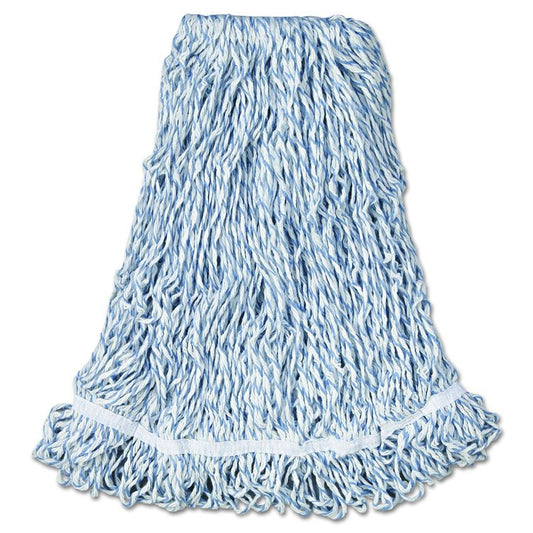 Web Foot Premium Finish Mop Head, Cotton/Synthetic, White, Large, 1" White Headband (Each)