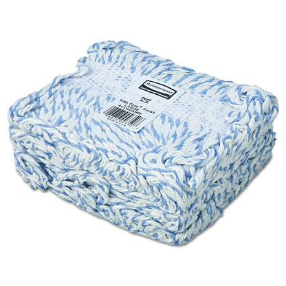 Web Foot Premium Finish Mop Head, Cotton/Synthetic, White, Large, 1" White Headband, 6/Carton