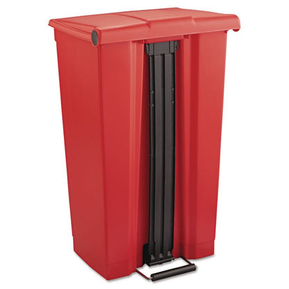 Indoor Utility Step-On Waste Container, 23 gal, Plastic, Red
