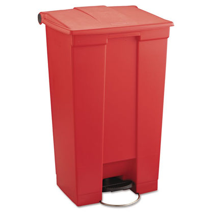 Indoor Utility Step-On Waste Container, 23 gal, Plastic, Red