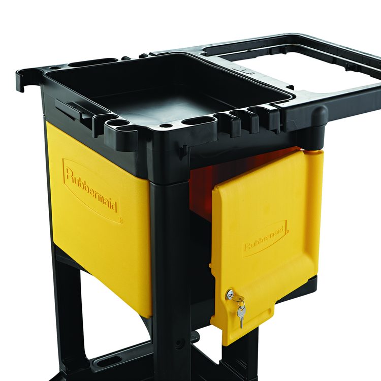 Locking Cabinet, For Rubbermaid Commercial Cleaning Carts, Yellow