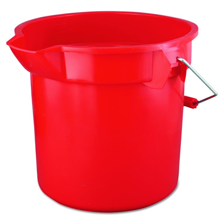 BRUTE Round Utility Pail, 14 qt, Plastic, Red, 12" Diameter