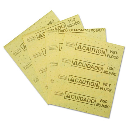 Over-the-Spill Pad, Caution Wet Floor, 16 oz, 16.5 x 20, 22 Sheets/Pad