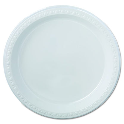 Heavyweight Plastic Plates, 9" dia, White, 125/Pack, 4 Packs/Carton