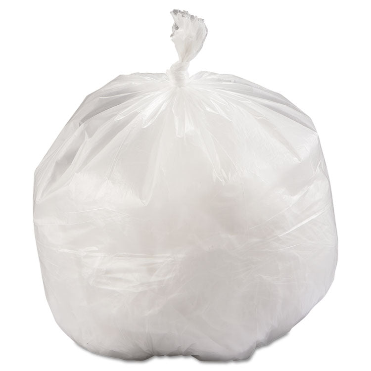 High-Density Commercial Can Liners, 33 gal, 12 mic, 33" x 39", Natural, Interleaved Roll, 25 Bags/Roll, 6 Rolls/Carton