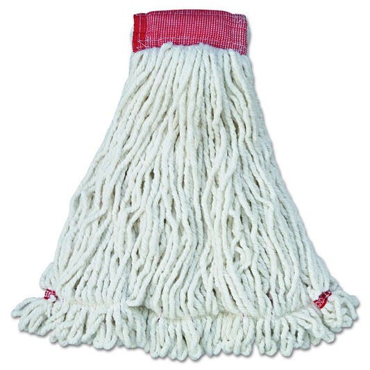 Web Foot Wet Mop Head, Shrinkless, Cotton/Synthetic, Large, White, 6/Carton