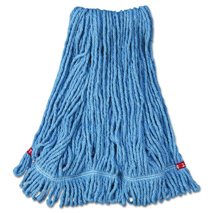 Web Foot Wet Mop Head with 1" Headband, Shrinkless, Cotton/Synthetic, Medium, Blue, 6/Carton