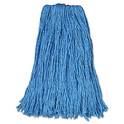 Non-Launderable Cotton/Synthetic Cut-End Blend Mop Head, 24 oz, 1" Band, Blue, 12/Carton