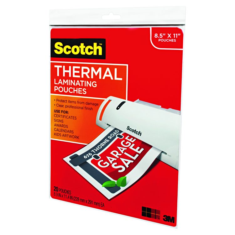 Laminating Pouches, 3 mil, 9" x 11.5", Gloss Clear, 20/Pack