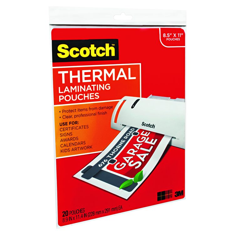 Laminating Pouches, 3 mil, 9" x 11.5", Gloss Clear, 20/Pack