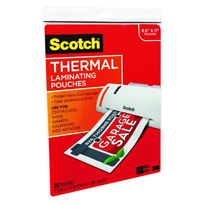 Laminating Pouches, 3 mil, 9" x 11.5", Gloss Clear, 20/Pack